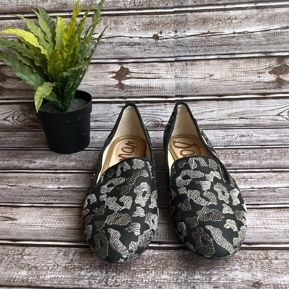 Sam Edelman Black and Gray Patterned Pointed toe Loafers size 7.5 - Picture 5 of 13